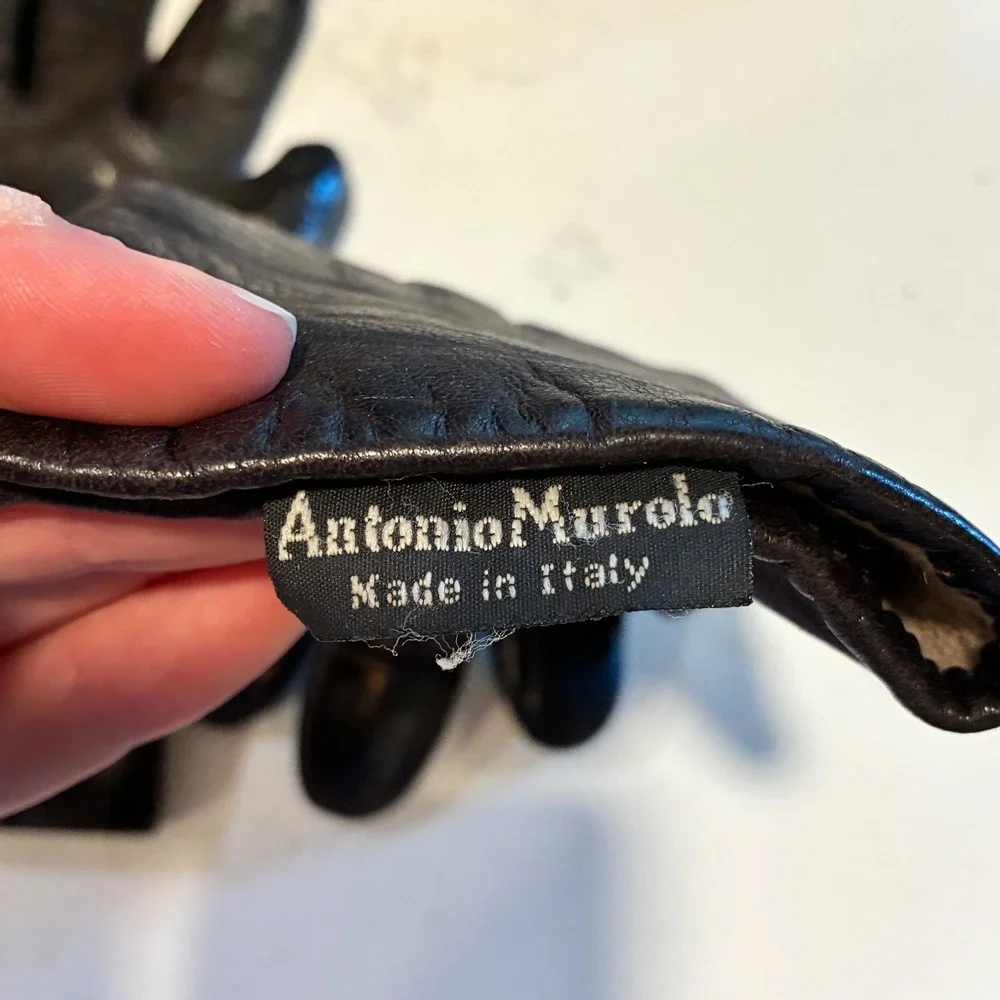 Antonio Murolo Gloves 7 Dark Brown Leather Wool Lined Italy Classic Quiet Luxury